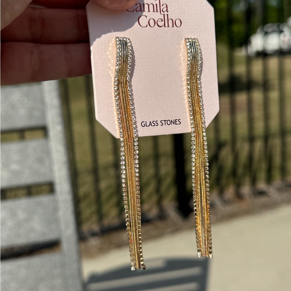 Camila Coelho Gold Cascading Chain Earrings
